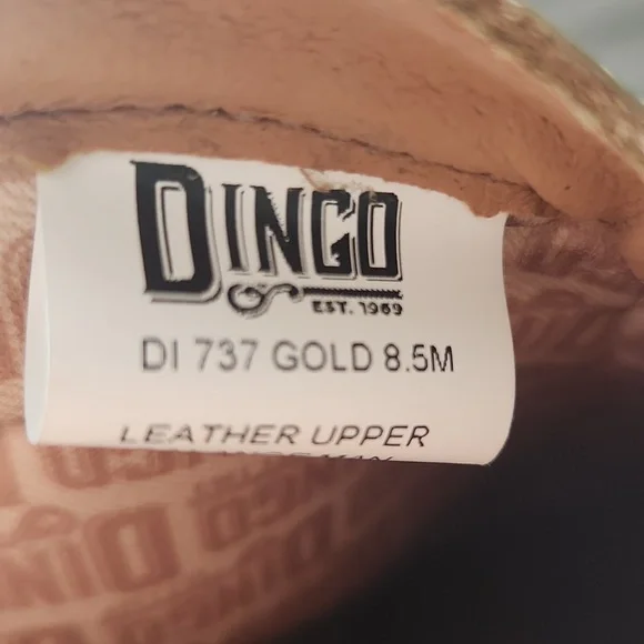 NEW Dingo Metallic Gold Fringe Heeled Cowboy Boots - Picture 3 of 9